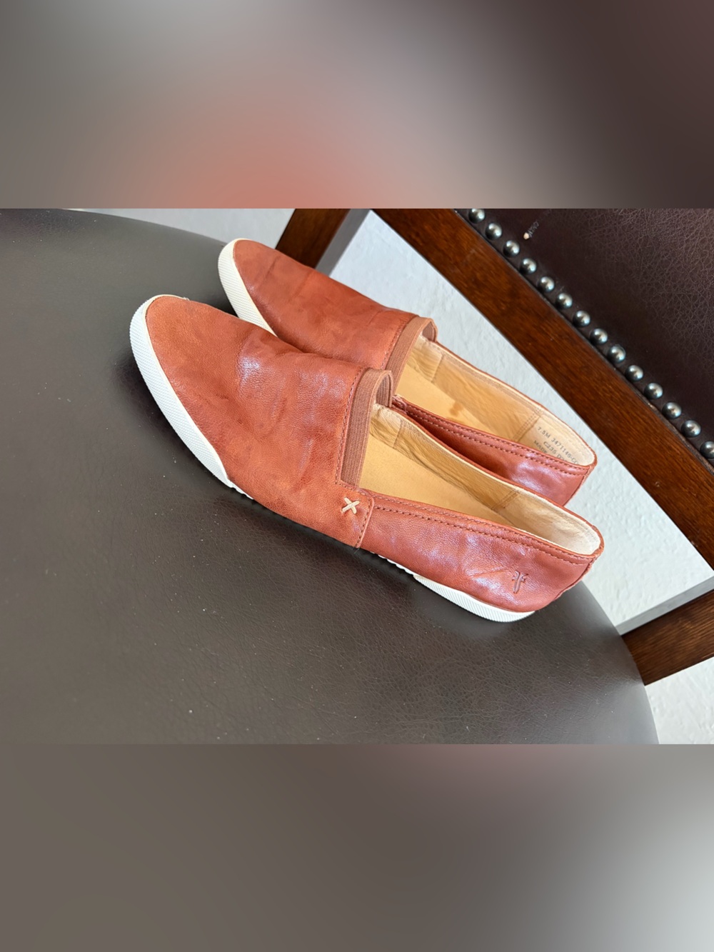Frye Women's Slip-On Flats in Rust Brown with White Sole